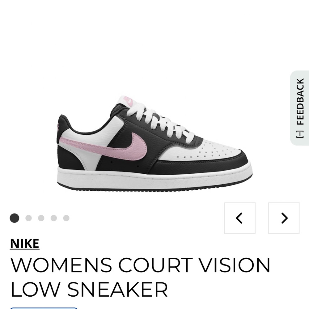Nike Women's Court Vision Low Sneaker - Black, White, and Pink
